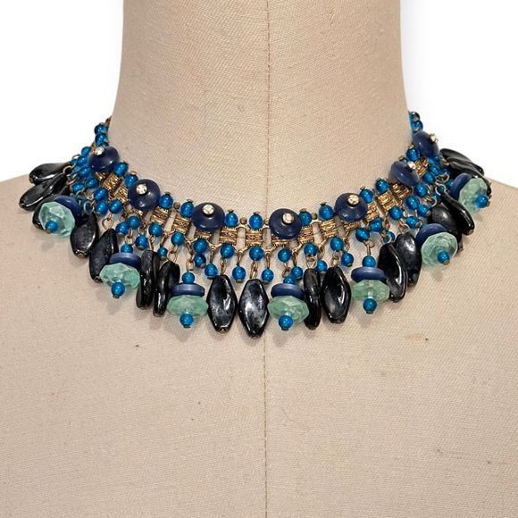 Vintage Art Deco Beaded Crystal Fringe Choker and Bracelet Set - Picture 5 of 7